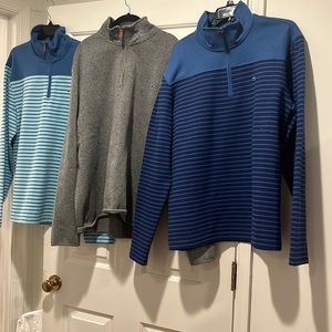 (3) Men’s Crown & Ivy Fleece 1/4 Zip Mock Neck Pullover size Medium Blue Gray